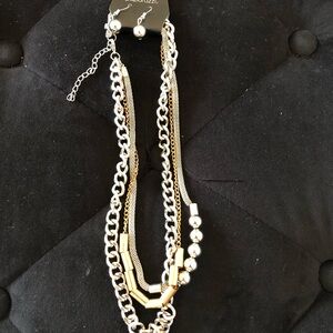 Sexy Paparazzi Silver and Gold Chain Necklace Set